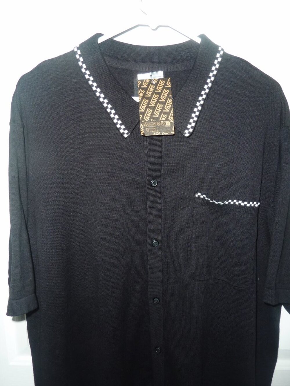NWT Men's Vans Off The Wall Baldwin SS Sweater Polo White Check Accents XL